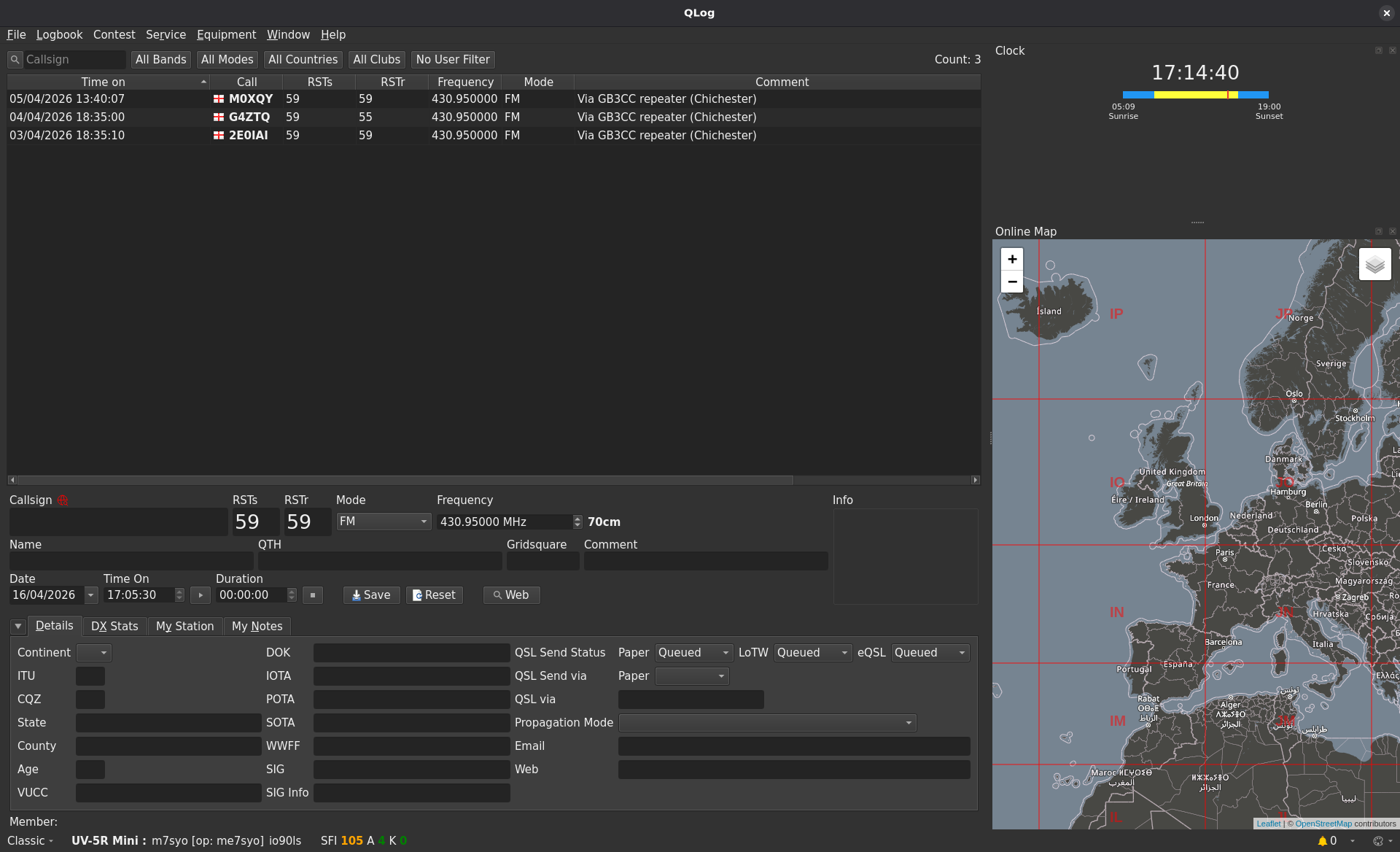 Logging contacts with QLog